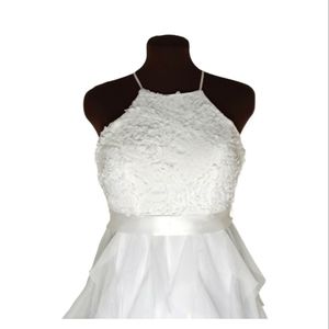 Teeze Me Womens Sleeveless Fit & Flare White Lace Dress Layer Size 1-2.